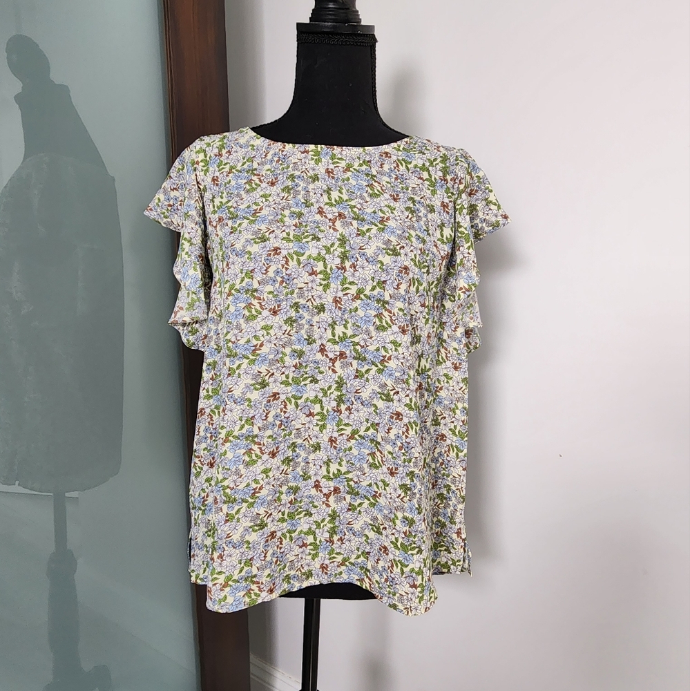 Ann Taylor factory womens sleeveless ruffle top - size S